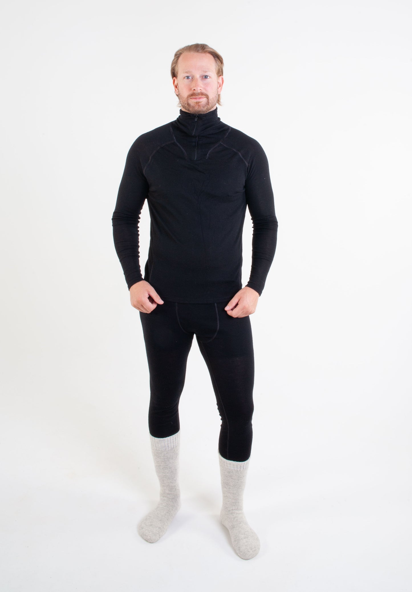Wander merino top rund hals, sort