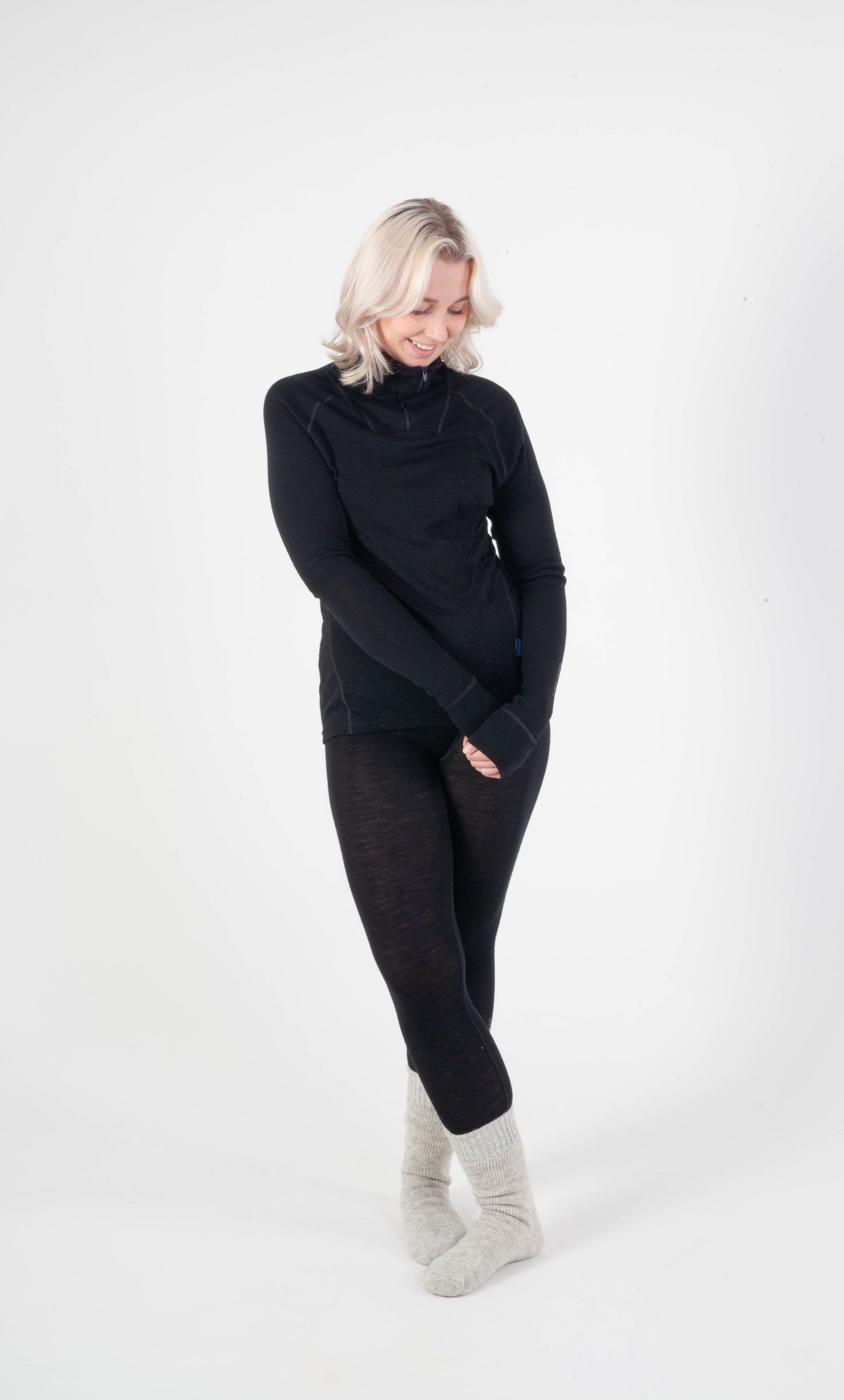 Wander merino top rund hals, sort