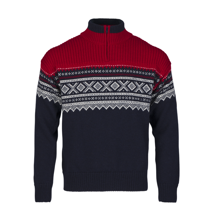 Bråtens Marius sweater med lynlås navy/rød/offwhite