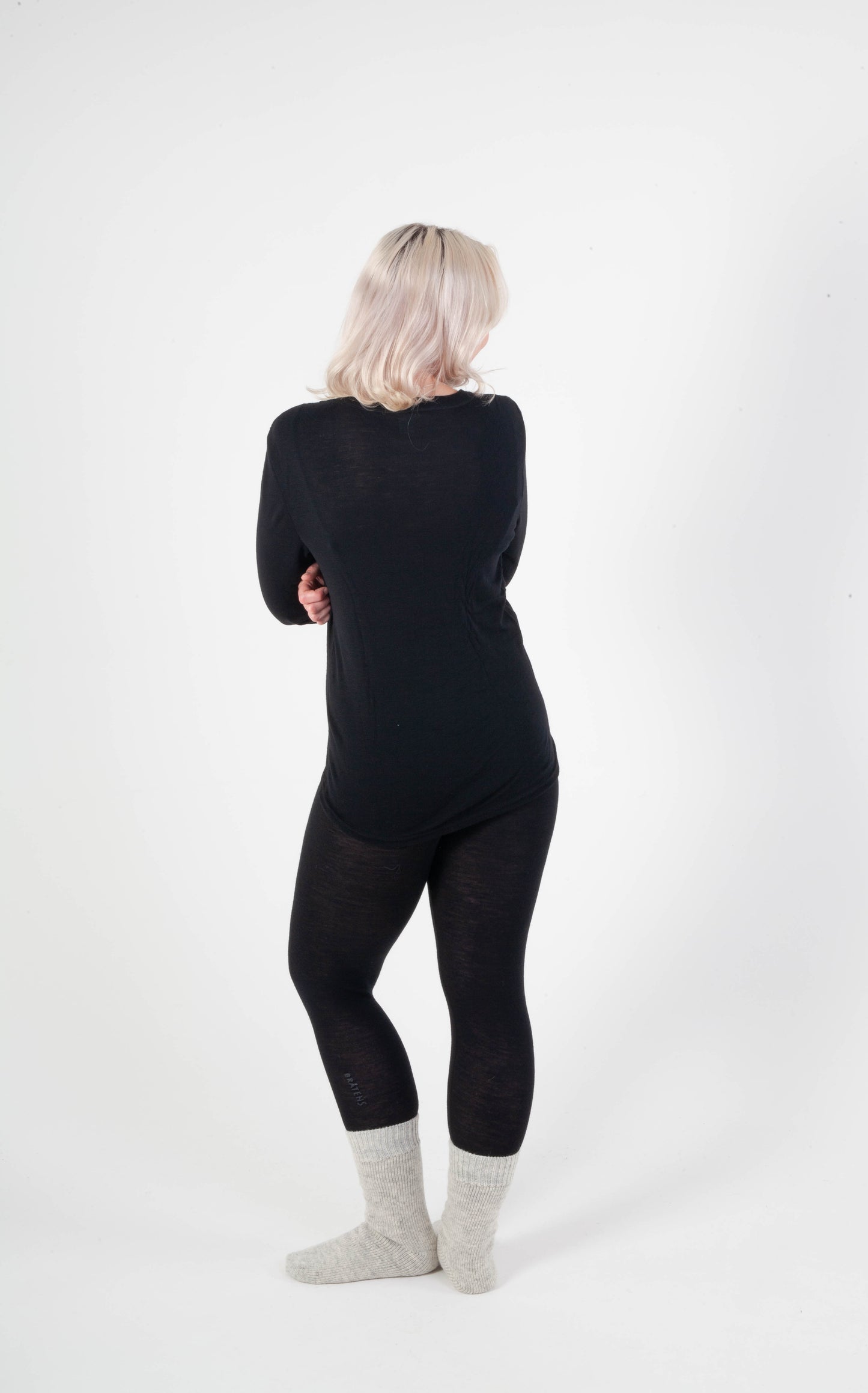 Wander merino top rund hals, sort