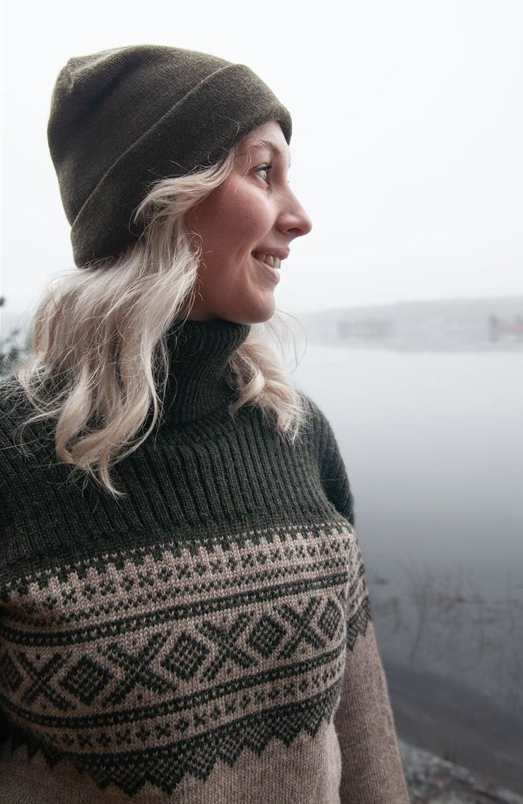 Bråtens Marius sweater rullekrave grøn/beige