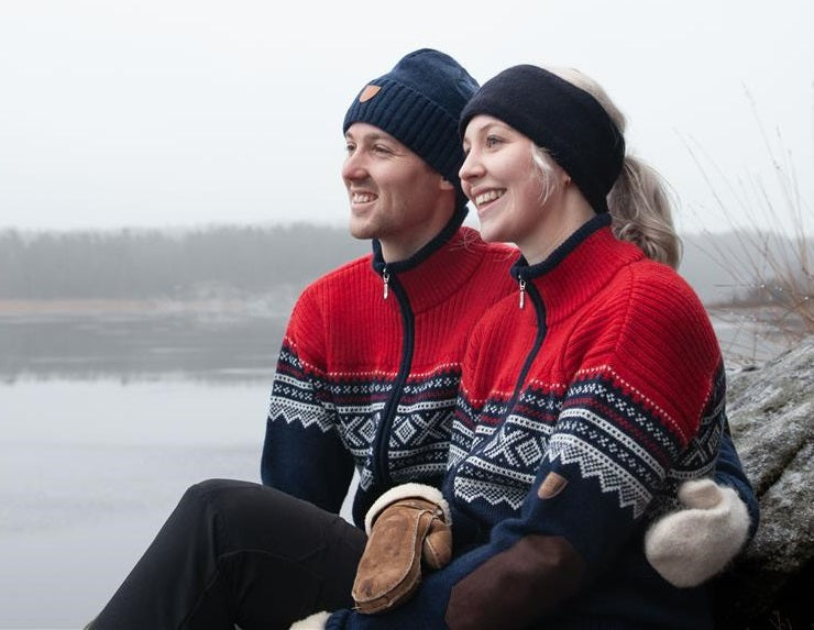 Bråtens Marius sweater med lynlås navy/rød/offwhite